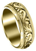 Yellow Gold Antique Mens Wedding Band | Sand Blast / High Polish Finish (George)