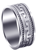 Modern Mens Wedding Band | Sand Blast / High Polish Finish (Jayce)