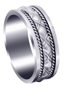 Modern Mens Wedding Band | Sand Blast / High Polish Finish (Elliott)