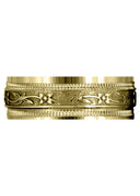Yellow Gold Antique Mens Wedding Band | High Polish Finish (Cayden)