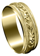 Yellow Gold Antique Mens Wedding Band | Sand Blast / High Polish Finish (Bryce)