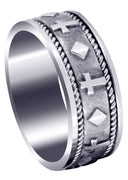 Religious Mens Wedding Band | Sand Blast / High Polish Finish (Mateo)