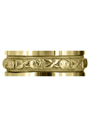 Yellow Gold Antique Unique Mens Wedding Band | Sand Blast / High Polish Finish (Xander)