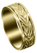 Yellow Gold Antique Mens Wedding Band | Sand Blast / High Polish Finish (Peter)