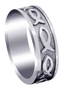 Religious Mens Wedding Band | Sand Blast / High Polish Finish (Mark)