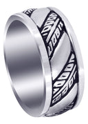 Fancy Carved Hand Engraved Diamond Mens Wedding Band | Satin Finish (Devin)