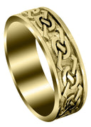 Yellow Gold Celtic Mens Wedding Band | Sand Blast / High Polish Finish (Aidan)