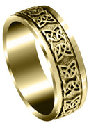 Yellow Gold Celtic Mens Wedding Band | Sand Blast / High Polish Finish (Kaden)