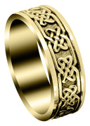 Yellow Gold Celtic Mens Wedding Band | Sand Blast / High Polish Finish (Grant)