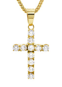 Mens Gold Plated Franco Chain & Cross Pendant | Appx. 12.4 Grams