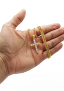 Mens Gold Plated Franco Chain & Cross Pendant | Appx. 12.4 Grams