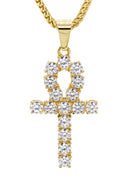 Mens Gold Plated Franco Chain & Ankh Pendant | Appx. 14.2 Grams
