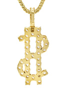 Mens Gold Plated Franco Chain & Money Sign Pendant | Appx. 14.3 Grams