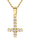 Mens Gold Plated Cuban Link Chain & Cross Pendant | Appx. 10.7 Grams