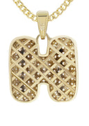 10K Yellow Gold Bubble Letter "H" CZ Necklace | Appx. 14.5 Grams