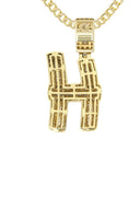 14K Yellow Gold Letter "H" Baguette Diamond Necklace | 2.02 Carats