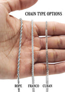 White Gold Plated Cuban Link Chain & Cubic Zirconia Pendant | Appx. 19 Grams