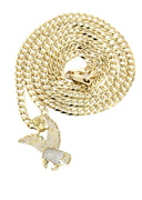 10K Yellow Gold Cuban Chain & Cz Hawk Pendant | Appx. 13.3 Grams