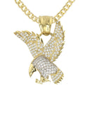 10K Yellow Gold Cuban Chain & Cz Hawk Pendant | Appx. 13.3 Grams