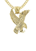 10K Yellow Gold Cuban Chain & Cz Hawk Pendant | Appx. 13.3 Grams