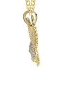 10K Yellow Gold Cuban Chain & Cz Hawk Pendant | Appx. 13.3 Grams