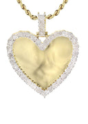 10K Yellow Gold Large Diamond Heart Picture Pendant Necklace | Appx. 24 Grams