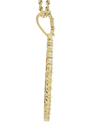 10K Yellow Gold Large Diamond Heart Picture Pendant Necklace | Appx. 24 Grams