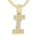 14K Yellow Gold Letter "I" Baguette Diamond Necklace | 2.17 Carats
