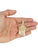 14K Yellow Gold Jesus Head Diamond Necklace | 3 Carats