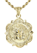 10K Yellow Gold Rope Chain & Jesus Head Pendant | Appx. 13.5 Grams