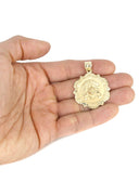 10K Yellow Gold Rope Chain & Jesus Head Pendant | Appx. 13.5 Grams
