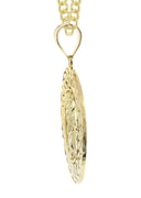 10K Yellow Gold Cuban Chain & Round Jesus Head Pendant | Appx. 19.5 Grams