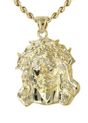10K Yellow Gold Rope Chain & Jesus Head Pendant | Appx. 19 Grams