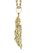 10K Yellow Gold Rope Chain & Jesus Head Pendant | Appx. 19 Grams