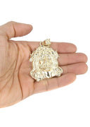 10K Yellow Gold Rope Chain & Jesus Head Pendant | Appx. 19 Grams