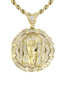 10K Yellow Gold Rope Chain & Jesus Head Pendant | Appx. 18.3 Grams