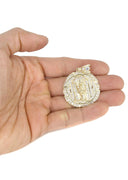 10K Yellow Gold Rope Chain & Jesus Head Pendant | Appx. 18.3 Grams