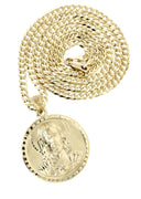 10K Yellow Gold Cuban Chain & Jesus Head Pendant | Appx. 14.3 Grams