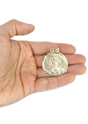 10K Yellow Gold Cuban Chain & Jesus Head Pendant | Appx. 14.3 Grams