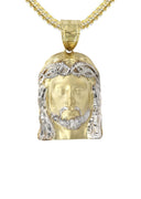 10K Yellow Gold Franco Chain & Jesus Head Pendant | Appx. 21.6 Grams