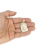 10K Yellow Gold Franco Chain & Jesus Head Pendant | Appx. 21.6 Grams
