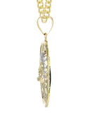 10K Yellow Gold Cuban Chain & Jesus Head Pendant | Appx. 19 Grams