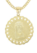 10K Yellow Gold Cuban Chain & Jesus Head Pendant | Appx. 16.3 Grams
