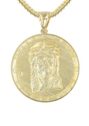 10K Yellow Gold Franco Chain & Jesus Head Pendant | Appx. 17.1 Grams