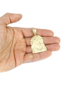 10K Yellow Gold Cuban Chain & Jesus Head Pendant | Appx. 17.1 Grams