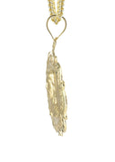 10K Yellow Gold Franco Chain & Jesus Head Pendant | Appx. 13.6 Grams