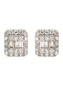 14K White Gold Diamond Baguette Earrings For Men | 1.13 Carats | 3.93 Grams