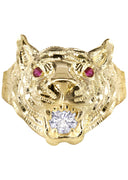 10K Yellow Gold Tiger style Mens Ring. | 6.1 Grams