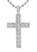 14K White Gold Cross Diamond Pendant & Rope Chain | 4.56 Carats