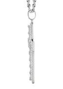 14K White Gold Cross Diamond Pendant & Rope Chain | 4.56 Carats
